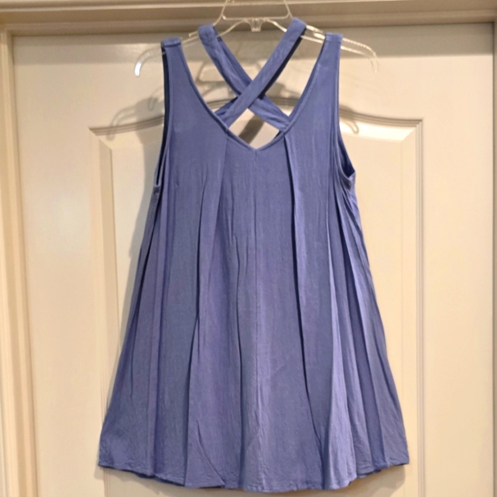 Crisscross Back Blue Dress